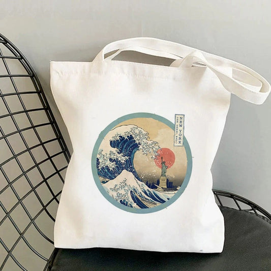 The Great Wave off Kanagawa Series Tote Bag - New York